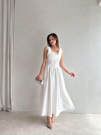 HİPATİA Maxi Elbise 5090 - Beyaz - 2