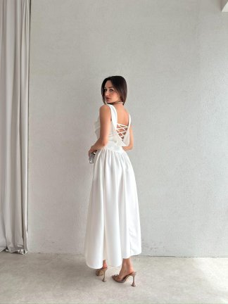 HİPATİA Maxi Elbise 5090 - Beyaz - 3