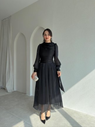 HOOD Maxi Elbise 9054 - Siyah 