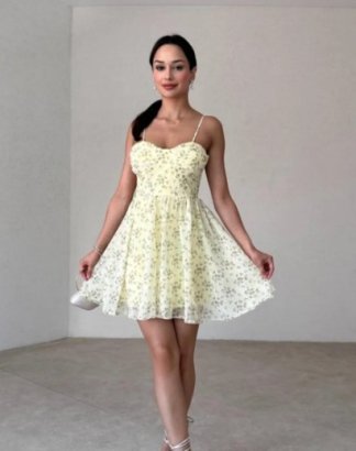 NOLES Mini Elbise 5861 - Sarı - 1