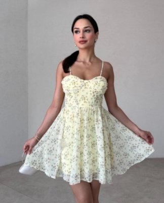 NOLES Mini Elbise 5861 - Sarı - 2