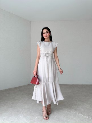 HUGO Midi Elbise 7777 - Taş - 2