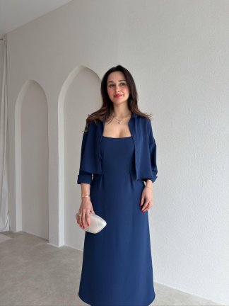 İNOX Midi Elbise & Gömlek Takım 5492 - Lacivert - 2