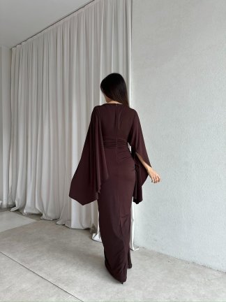 ISABEL Maxi Elbise 8755 - Acı Kahve - 2