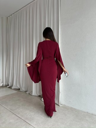 ISABEL Maxi Elbise 8755 - Bordo - 4