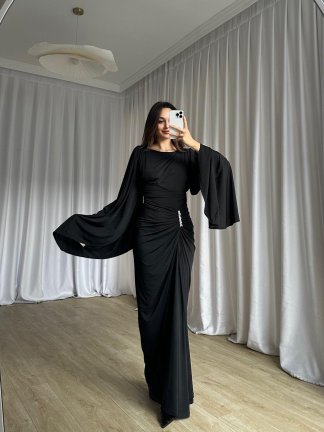 ISABEL Maxi Elbise 8755 - Siyah - 4
