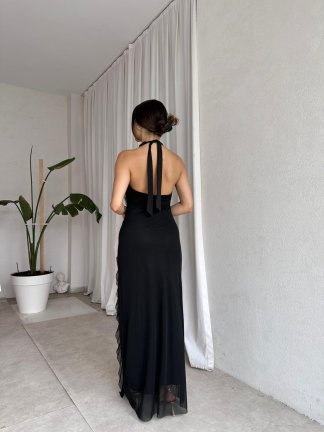 İSLAND Maxi Elbise 8141 - Siyah - 3