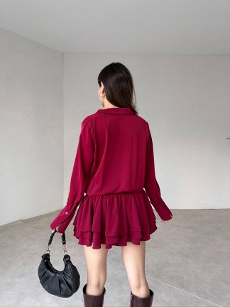 JAKA Mini Elbise 3288 - Bordo - 3