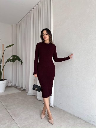 JANA Midi Elbise 8182 - Bordo - 2