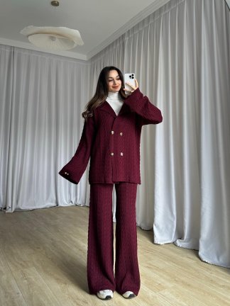 JANİE Triko Takım 8475 - Bordo 