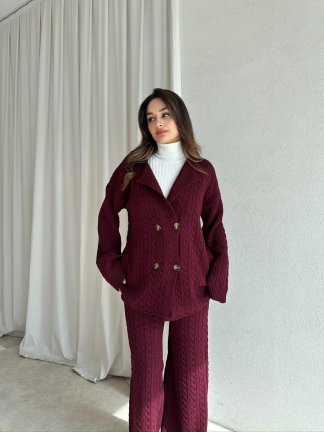JANİE Triko Takım 8475 - Bordo - 3