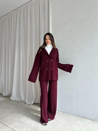 JANİE Triko Takım 8475 - Bordo - 4