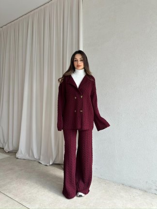 JANİE Triko Takım 8475 - Bordo - 5