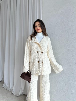  JANİE Triko Takım 8475 - Krem - 3