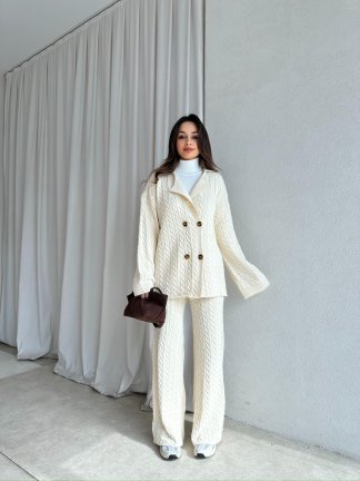  JANİE Triko Takım 8475 - Krem - 4