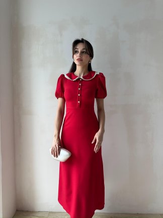 JAROSLAV Midi Elbise 2580 - Kırmızı - 1