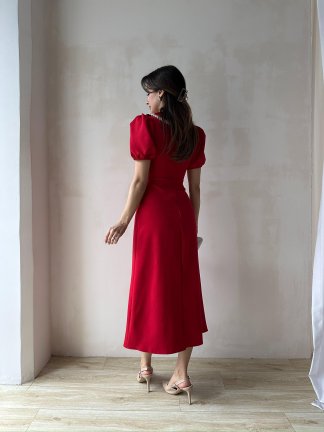 JAROSLAV Midi Elbise 2580 - Kırmızı - 4