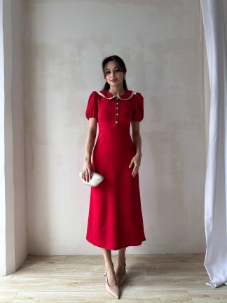 JAROSLAV Midi Elbise 2580 - Kırmızı - 3