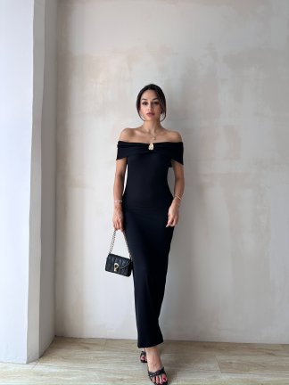 JASMİNE Midi Elbise 8160 - Siyah - 2