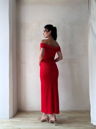 JASMİNE Midi Elbise 8160 - Kırmızı - 3