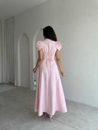 JASMY Midi Elbise 1508 - Pudra - 3