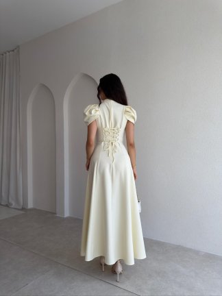JASMY Midi Elbise 1508 - Sarı - 3