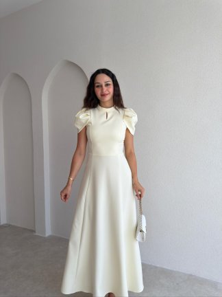 JASMY Midi Elbise 1508 - Sarı - 2