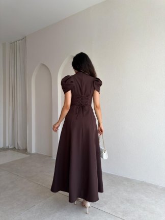 JASMY Midi Elbise 1508 - Acı Kahve - 3