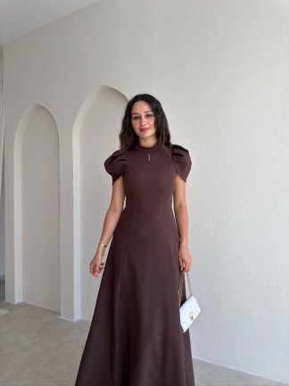 JASMY Midi Elbise 1508 - Acı Kahve - 2