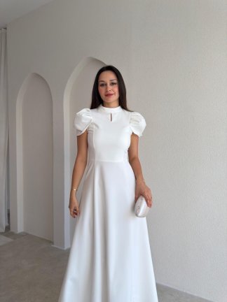 JASMY Midi Elbise 1508 - Beyaz - 2