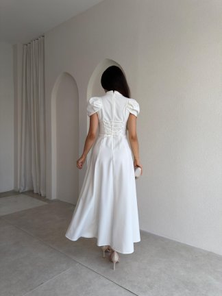 JASMY Midi Elbise 1508 - Beyaz - 3