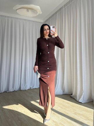 JAYDEN Elbise 8308 - Acı Kahve - 3