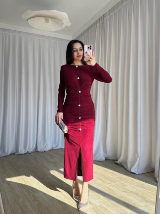 JAYDEN Elbise 8308 - Bordo - 2