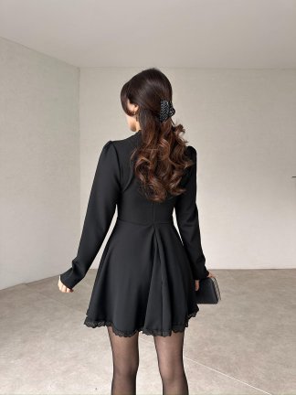JENKİN Mini Elbise 0541 - Siyah - 4
