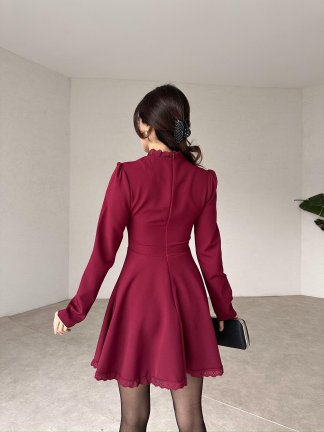 JENKİN Mini Elbise 0541 - Bordo - 4