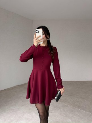 JENKİN Mini Elbise 0541 - Bordo - 3