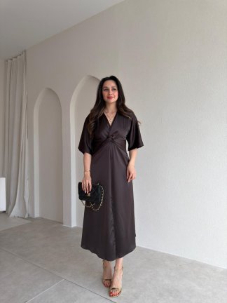 JENNER Midi Elbise 8744 - Acı Kahve - 1