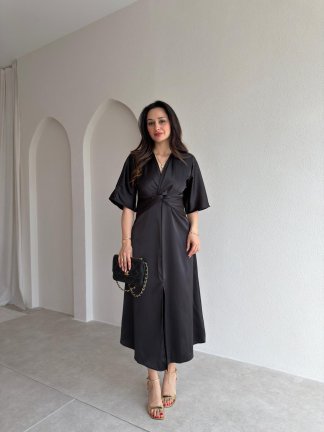 JENNER Midi Elbise 8744 - Siyah 