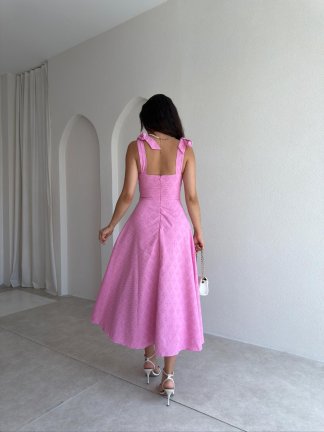 JEREMY Fisto Midi Elbise 1903 - Pembe - 3