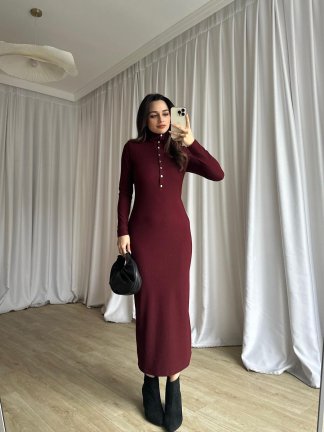 JERF Midi Elbise 8782 - Bordo - 3
