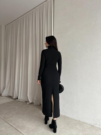  JERF Midi Elbise 8782 - Siyah - 4