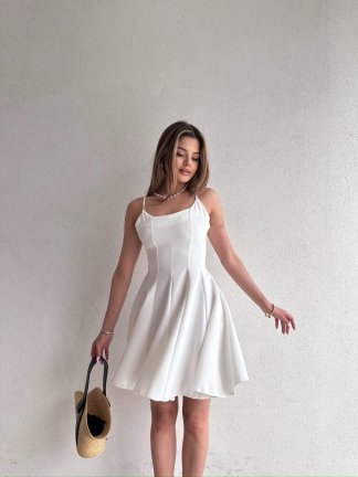 JEROME Mini Elbise 7090 - Beyaz 