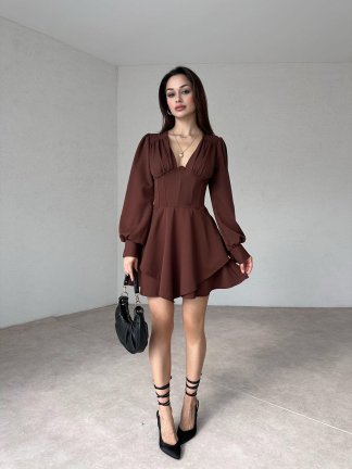 JEWEL Mini Elbise 9892 - Kahverengi - 2