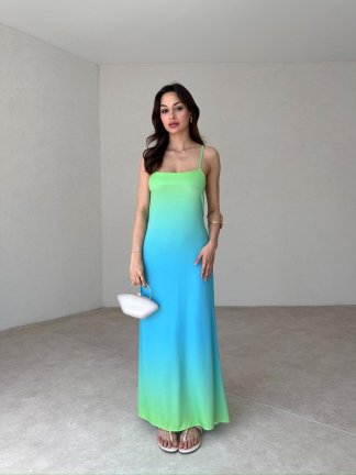 JEWELLE Maxi Elbise 8745 - Mavi - 4