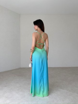 JEWELLE Maxi Elbise 8745 - Mavi - 3