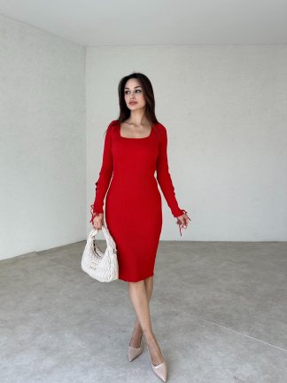 JİMENA Midi Elbise 3413 - Kırmızı - 1
