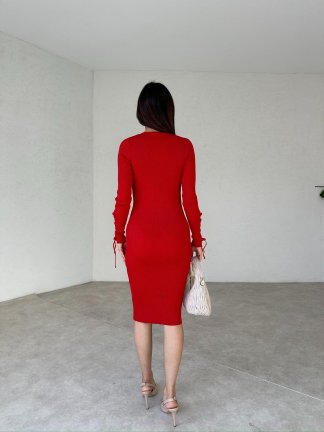 JİMENA Midi Elbise 3413 - Kırmızı - 2