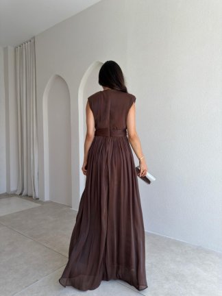 JİVA Maxi Elbise 3049 - Acı Kahve - 3
