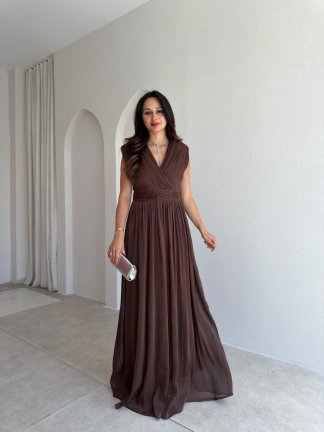 JİVA Maxi Elbise 3049 - Acı Kahve - 1