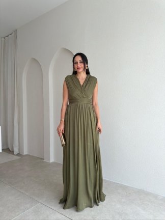 JİVA Maxi Elbise 3049 - Haki 